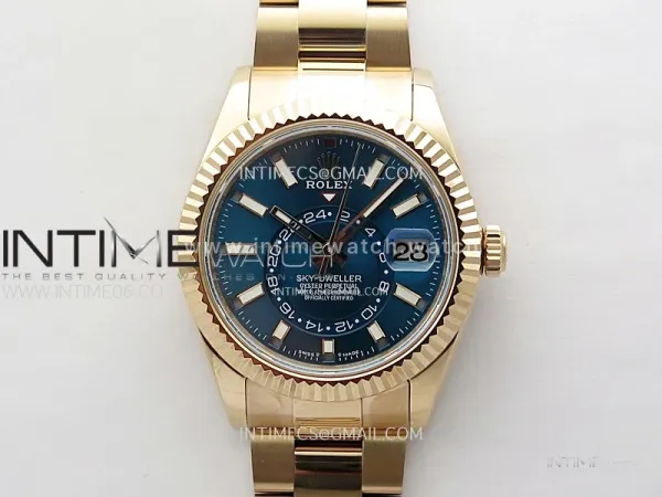 Sky-Dweller 326931 904L RG Noob 1:1 Best Edition Blue Dial on RG Oyster Bracelet Asian 23J to 9001