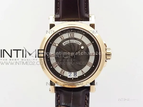 Marine 5222 RG HGF 1:1 Best Edition White Dial On black Leather Strap Asian Cal.517GG(Free rubber strap)