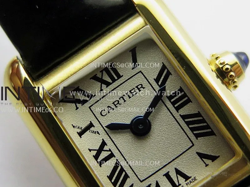 Tank Must Mini 16.5mm YG 8848F 1:1 Best Edition White Dial On Black Leather Strap Ronda Quartz