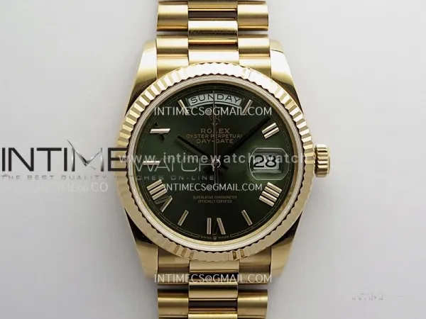 Day Date 128235 RG BP 1:1 Best Edition Green Dial Roman Marker On President Bracelet SA3255