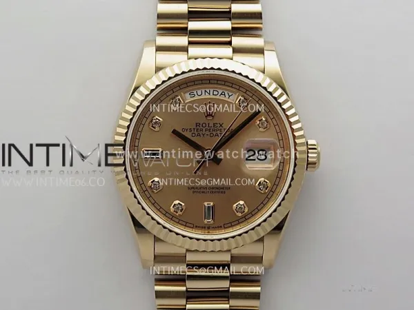 Day Date 128238 36mm RG KF 1:1 Best Edition Rose Gold Dial Diamond Marker On President Bracelet A2836 (Gain Weight)