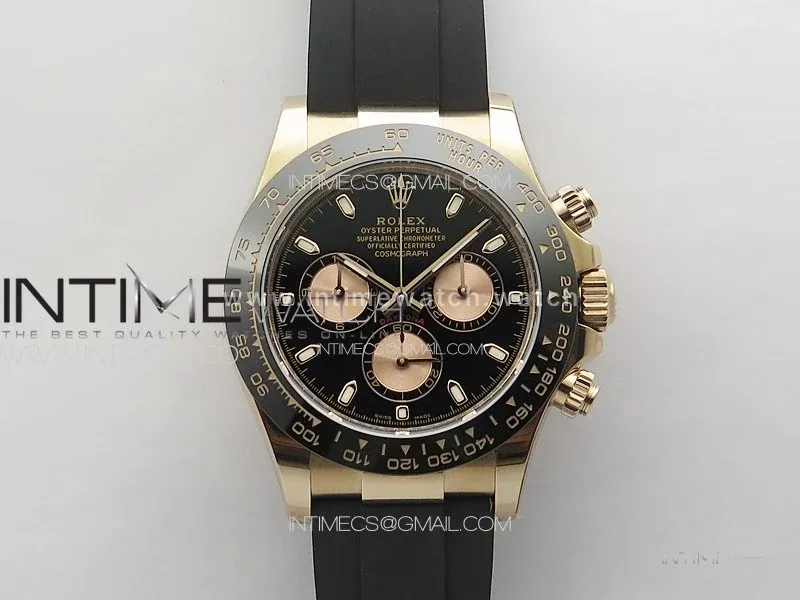 Daytona 116515 BTF 1:1 Best Edition Black/RG Dial on Oysterflex Rubber Strap SA4130 V2