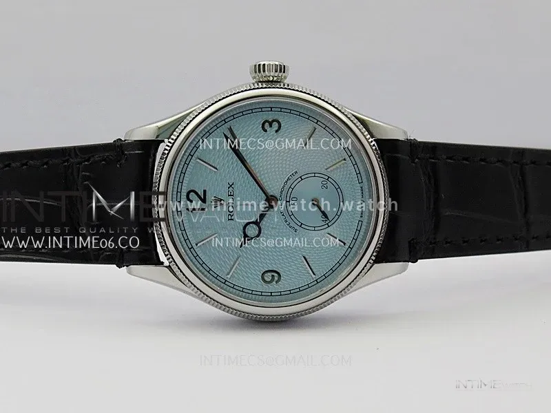 Perpetual 1908 52506 39mm SS ESF Ice Blue Dial On Black Leather Strap A7140
