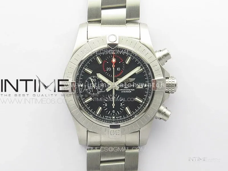 Avenger Chrono SS Red Second hand B50 Black Dial on SS Bracelet A7750