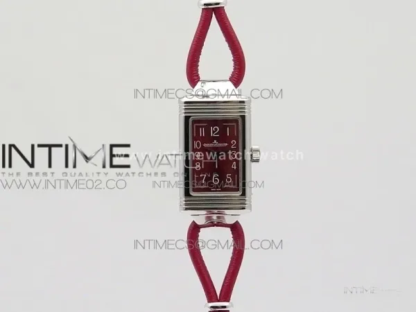 Reverso Ultra Thin Duoface SS SWF Red Dial on Line Red Leather Strap Ronda Quartz