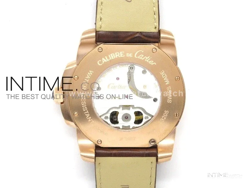 Calibre de RG Tourbillon White Dial on Brown Leather Strap