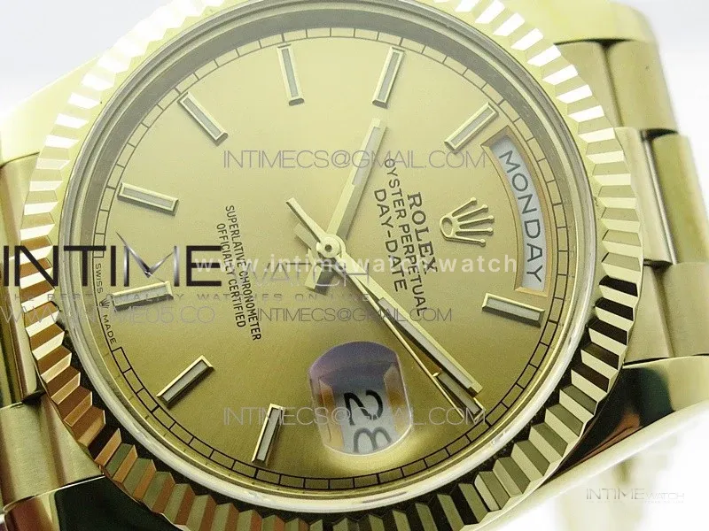 Day-Date 40mm 228239 BP New Dial Version 904 YG Stick Markers YG Dial on YG President Bracelet A2836