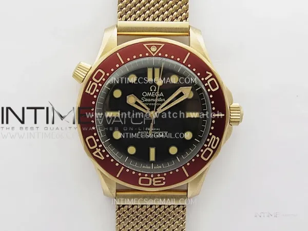 Seamaster 300M "No Time to Die" Bronze Gold VSF 1:1 Best Edition Black Dial On Bronze Gold Mesh Bracelet SA8806 Super Clone