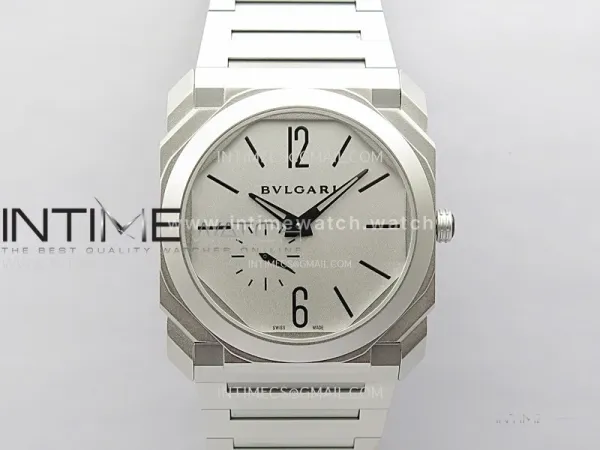 Octo Finissimo Satin-polished steel BVF 1:1 Best Edition Silver Dial on Satin-polished steel Bracelet Asian Micro Rotor Movement