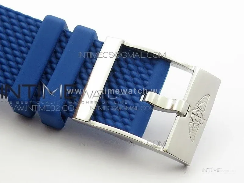 Super Ocean Heritage Blue Ceramic Bezel SS Blue Dial on Black Rubber Strap A7750