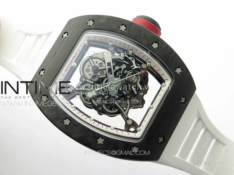 RM055 Forged Carbon Case KUF Best Edition Red Crown on White Rubber Strap MIYOTA8215