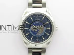 Aqua Terra 150M 43mm Worldtimer 24 VSF 1:1 Best Edition Blue Dial on SS Bracelet A8938 Super Clone