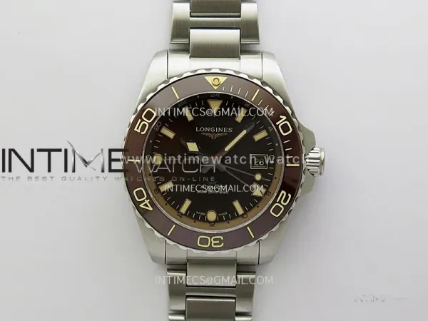 Hydroconquest L3.790.4 43mm SS Brown Ceramic Bezel ETC 1:1 Best Edition Brown Dial on SS Bracelet A2836