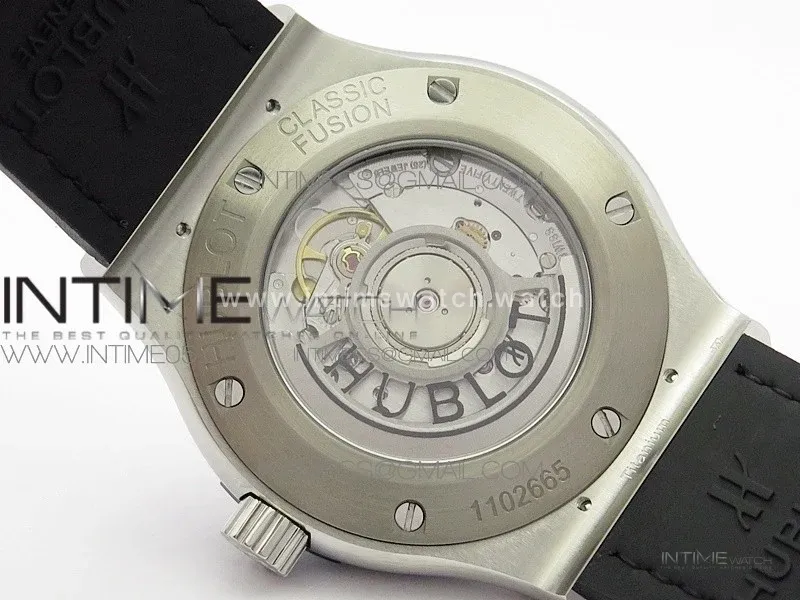 Classic Fusion 42mm SS B50F Black Dial On Black Gummy Strap A2892