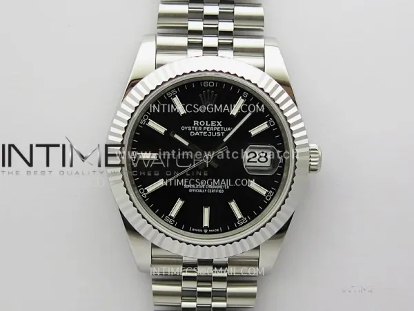 DateJust 41mm 126334 904 SS QF V2 1:1 Best Edition Black Dial Stick Marker On Jubilee Bracelet SH3235