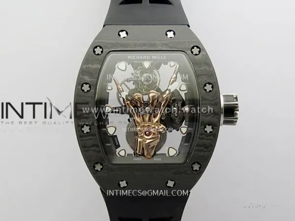 RM066 Real Forge Carbon/RG YSF Best Edition Skeleton Dial on Black Rubber Strap Asian Tourbillon