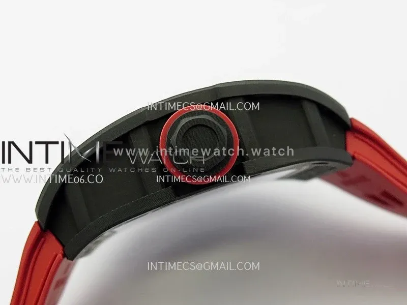 RM055 White Inner Bezel Red Crown NTPT ZF 1:1 Best Edition Skeleton Dial On Red Shark Rubber Strap RMUL2 Super Clone