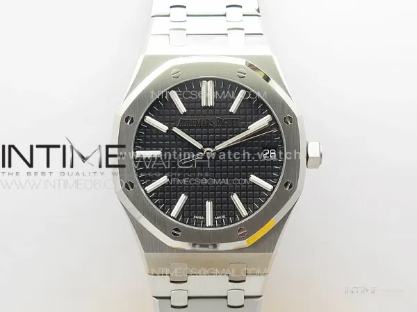 Royal Oak 41mm 15510 50th SS ZF 1:1 Best Edition Black Textured Dial on SS Bracelet A4302