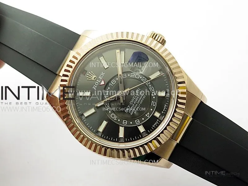 Sky-Dweller 336235 Slate Dial in Everose Gold on Rubber Strap