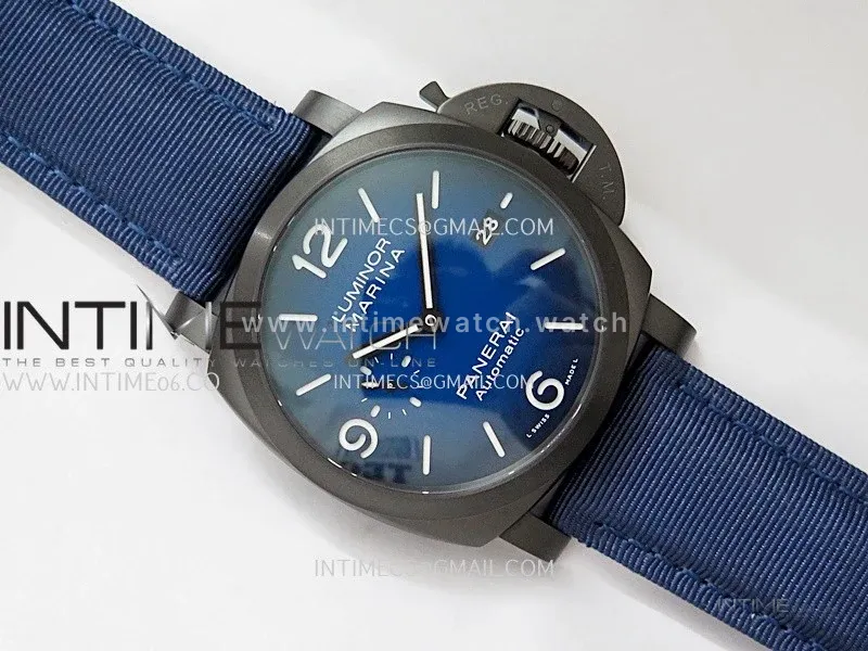 PAM2319 44mm DLC VSF 1:1 Best Edition Blue Ombre Dial on Blue Nylon Strap Asian P900