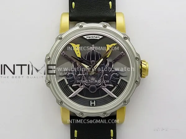 Hankham Samurai Two Tone on Black Leather Strap MIYOTA 8215