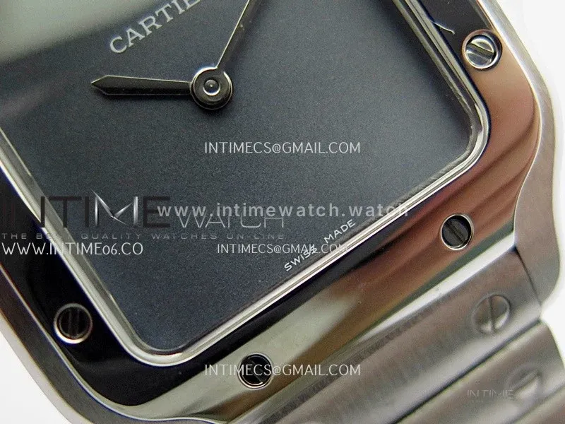 Santos de Cartier 27mm SS 8848F 1:1 Best Edition Gray Dial On SS SmartLinks Bracelet Ronda Quartz