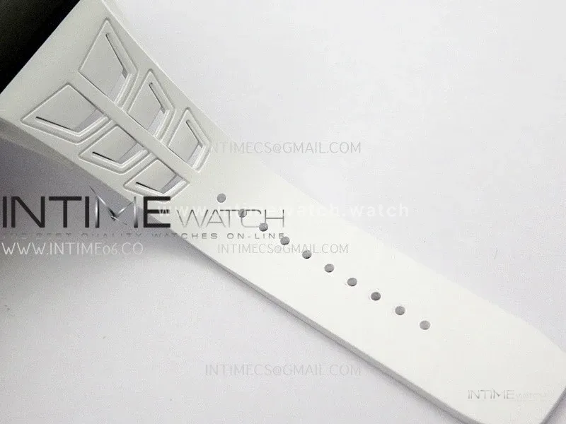RM055 White Inner Bezel White Crown NTPT/Ti ZF 1:1 Best Edition On White Shark Rubber Strap RMUL2 Super Clone