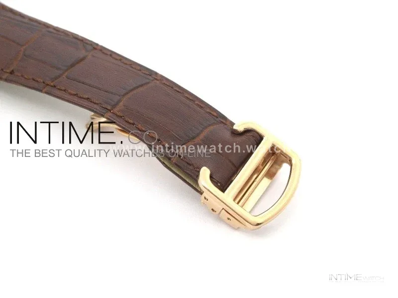 Calibre de RG Tourbillon White Dial on Brown Leather Strap