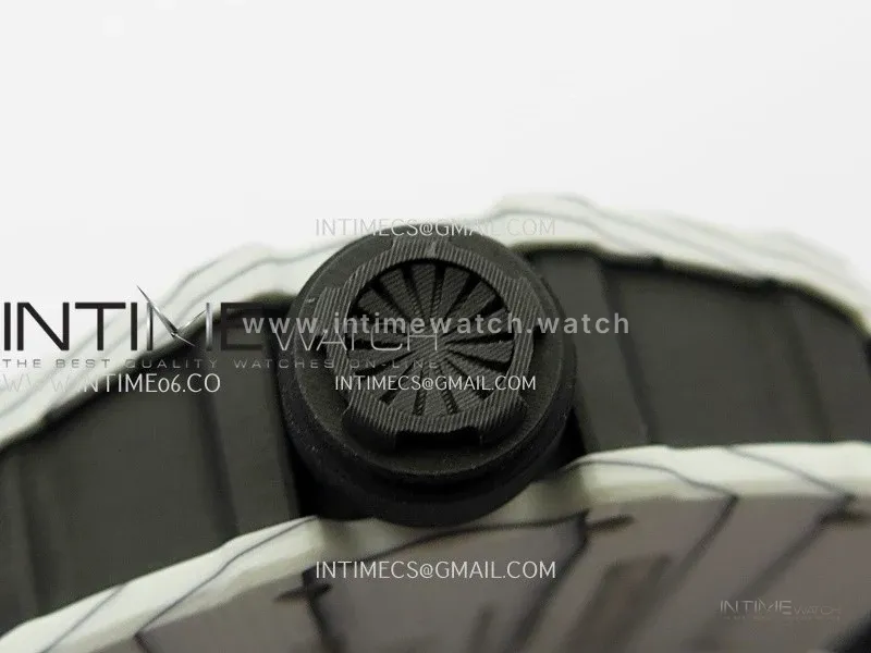 RM035-01 White Carbon ZF Best Edition Skeleton Dial On White Black Strap Super Clone RMUL2
