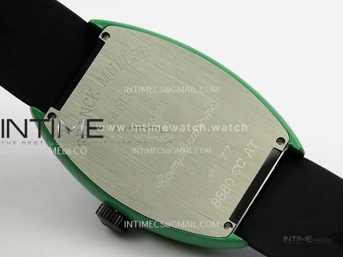 Crazy Hours Real Jumping Hour Green PVD ABF Black Dial Color Marker On Black Rubber Strap A23J