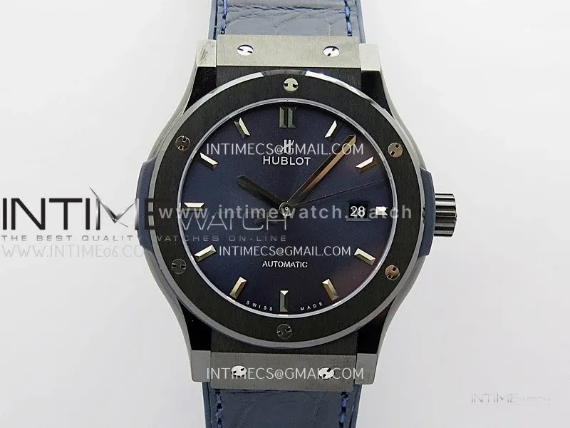 Classic Fusion 42mm Ceramic JJZF 1:1 Best Edition Blue Dial On Blue Gummy Strap