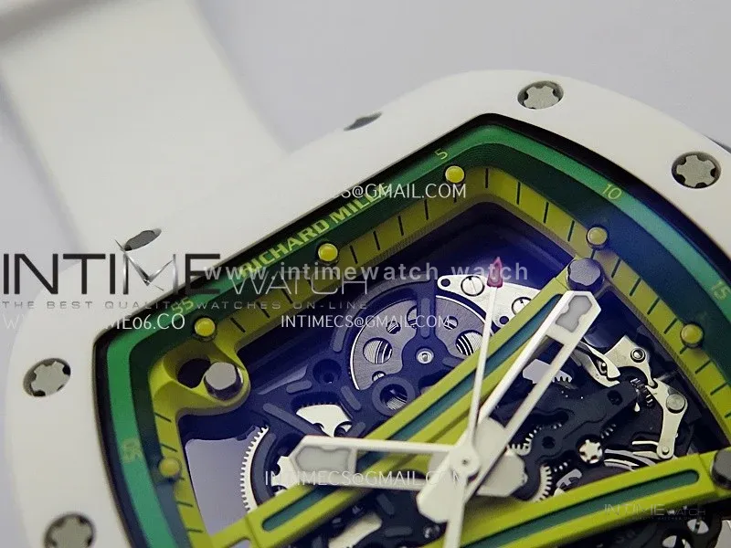 RM061 White Ceramic ZF 1:1 Best Edition on White Rubber Strap RMUL2 Super Clone