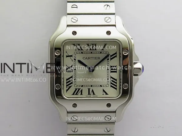 Santos de Cartier 27mm SS 8848F 1:1 Best Edition Silver Dial On SS SmartLinks Bracelet Ronda Quartz