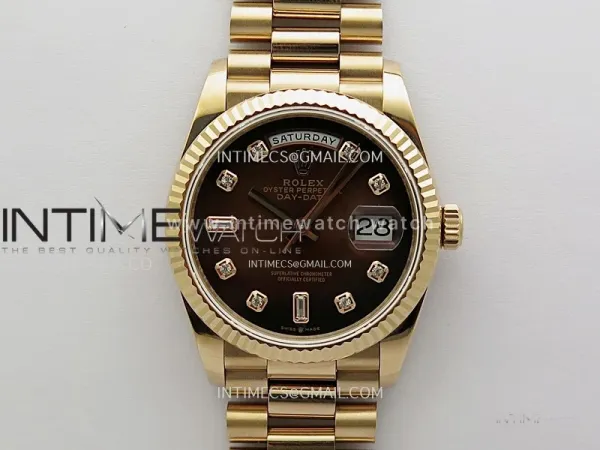 Day Date 128235 Gain Weight RG QF 1:1 Best Edition Brown Dial Diamond Markers on RG President Bracelet