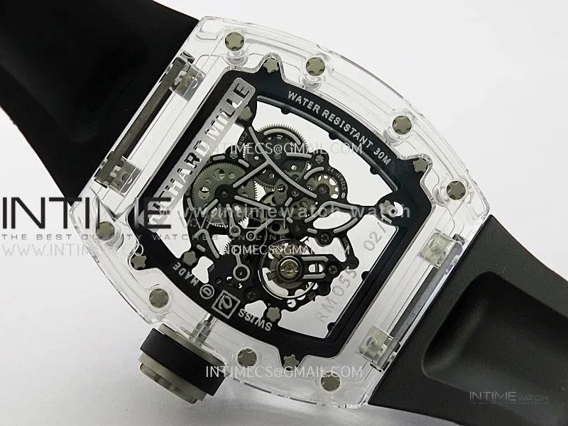 RM055 Transparent Black Inner Sonic Best Edition Skeleton Dial On Black Rubber Strap RMUL2 Super Clone